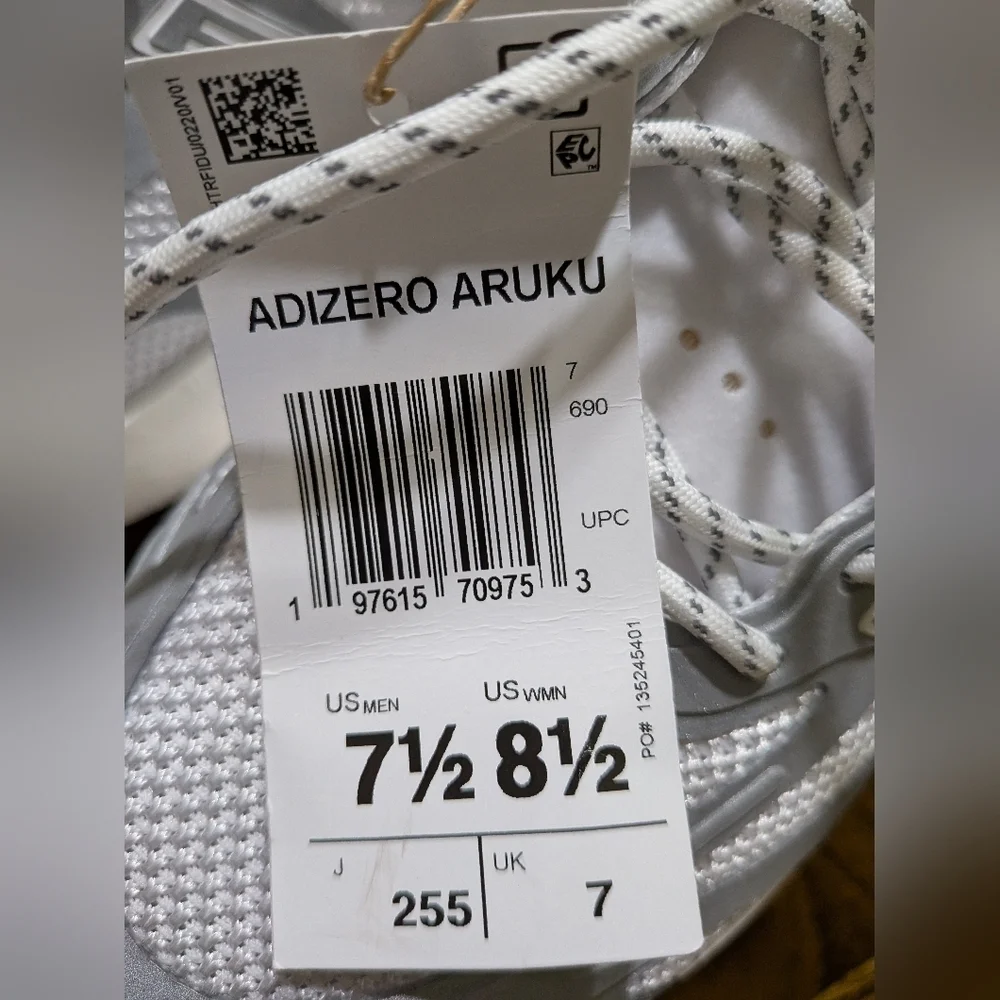 Adidas White and Gray Adizero Aruku Athletic Shoes